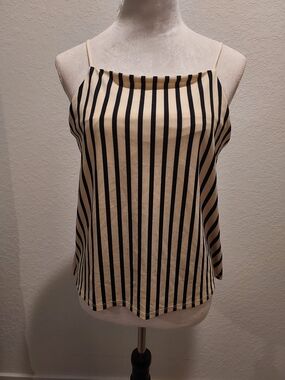 H&M Vertical Stripe Spaghetti Strap Cami - Cream & Black